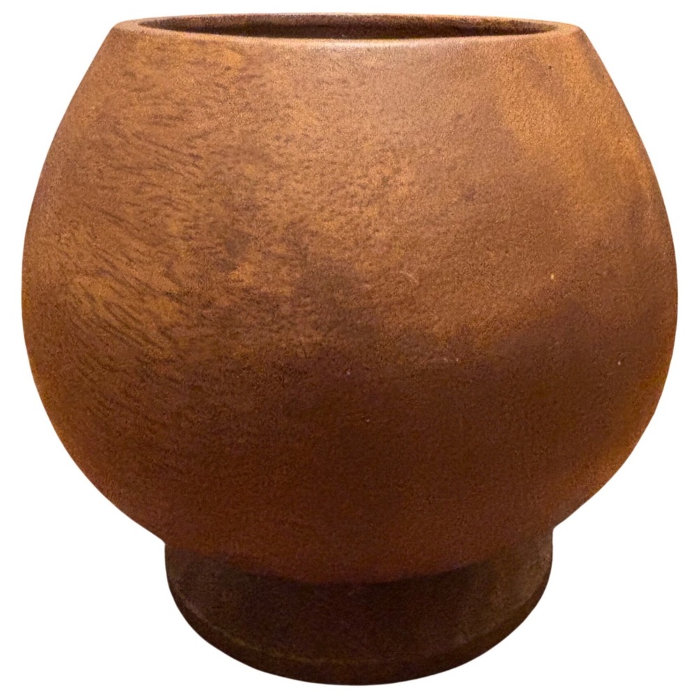 Pedestal Bowl Brown Handcrafted Wood Spherical Mid Century Modern Philippines